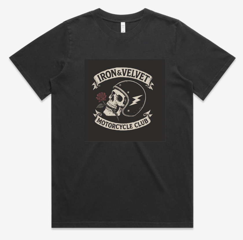 I&V motorcycle club graphic in partial color