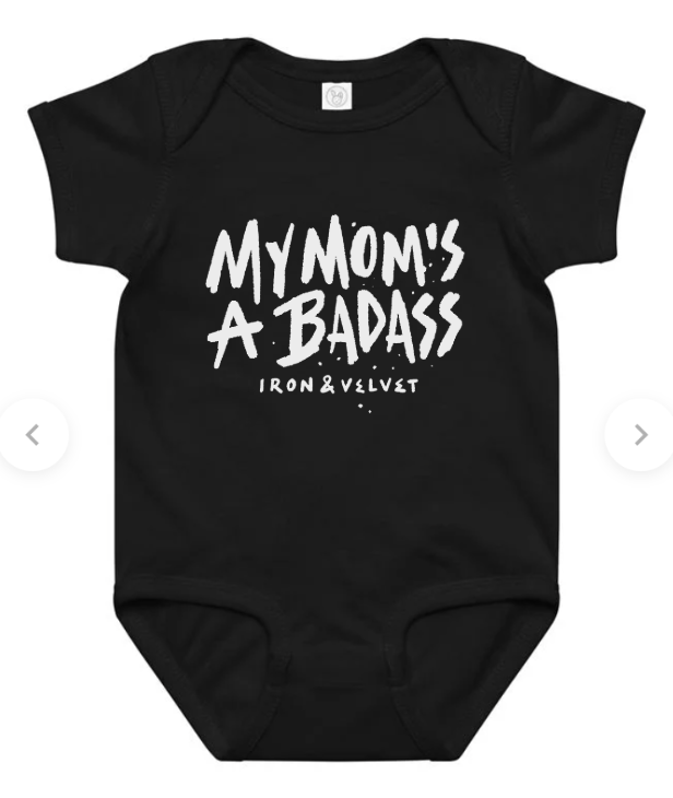 "My mom's a badass" graphic in fog