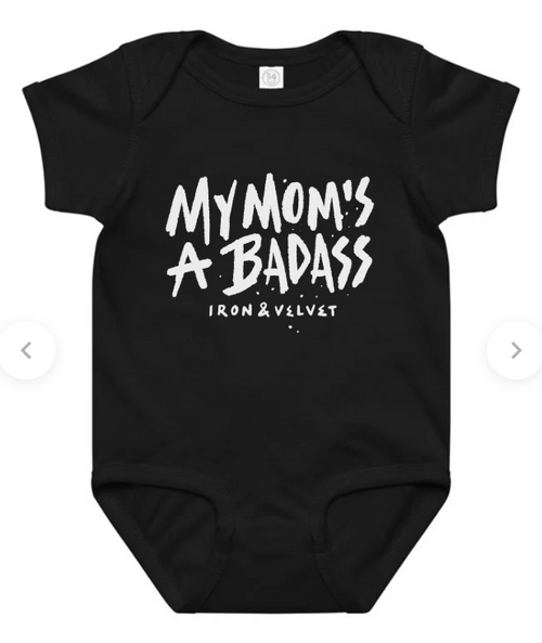 "My mom's a badass" graphic in fog