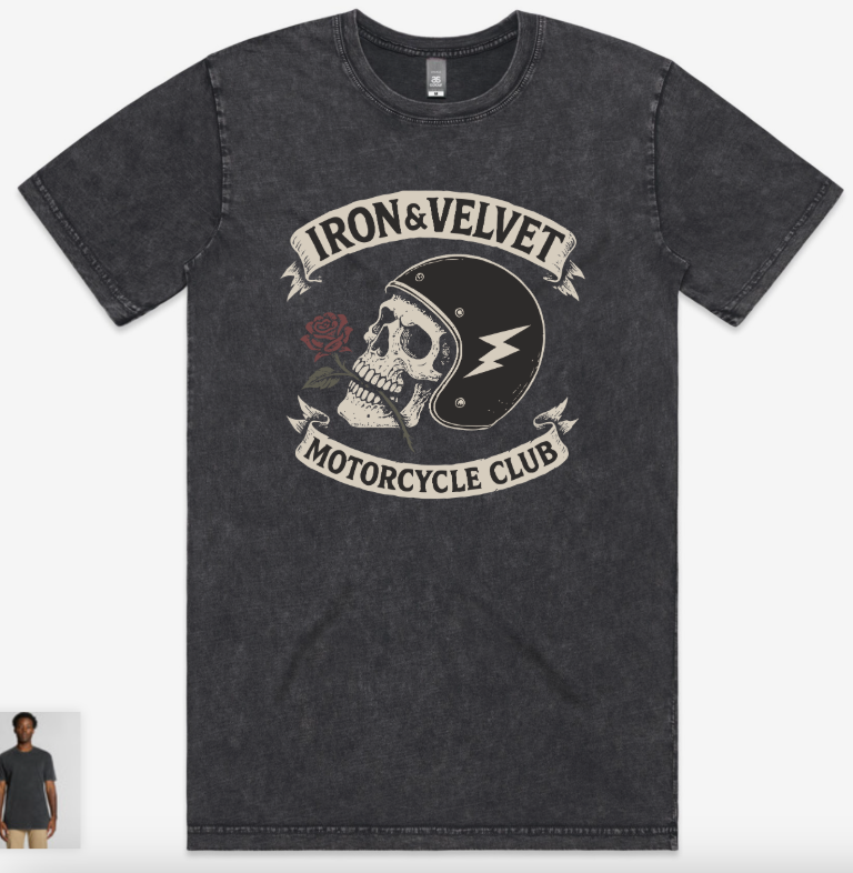 I&V motorcycle club graphic in partial color